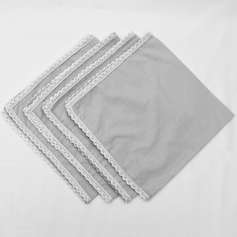 Olive Green Dyed Lace Napkins, Cotton Cloth Napkins, Set of 4-18x18 Inch Washable Dinner Napkins, Kitchen Towel Dinner Table Linen Indian Napkins, Wedding Lace Napkins, Tablecloth, Christmas Napkins in Kuwait