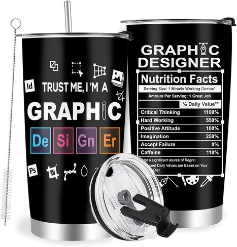 Graphic Designer Gifts, 20 Oz Artists Tumbler With Lid, Stainless Steel Coffee Mug for Interior Designers and Coworkers in Kuwait