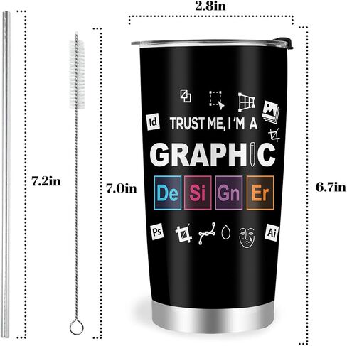 Graphic Designer Gifts, 20 Oz Artists Tumbler With Lid, Stainless Steel Coffee Mug for Interior Designers and Coworkers in Kuwait