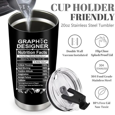 Graphic Designer Gifts, 20 Oz Artists Tumbler With Lid, Stainless Steel Coffee Mug for Interior Designers and Coworkers in Kuwait