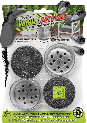 Slipstick Gorillaoutdoor Berber Furniture Fads with Scay Sleve Sock (8 Pack) Sliders Froofproof Outdoor Furniture لأرجل مستطيلة متوسطة in Kuwait