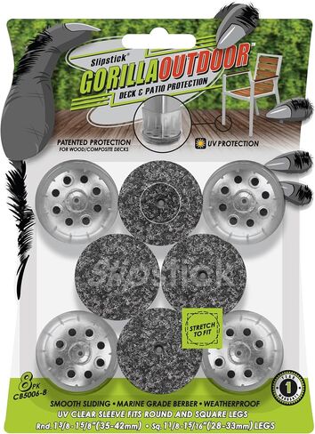 Slipstick Gorillaoutdoor Berber Furniture Fads with Scay Sleve Sock (8 Pack) Sliders Froofproof Outdoor Furniture لأرجل مستطيلة متوسطة in Kuwait