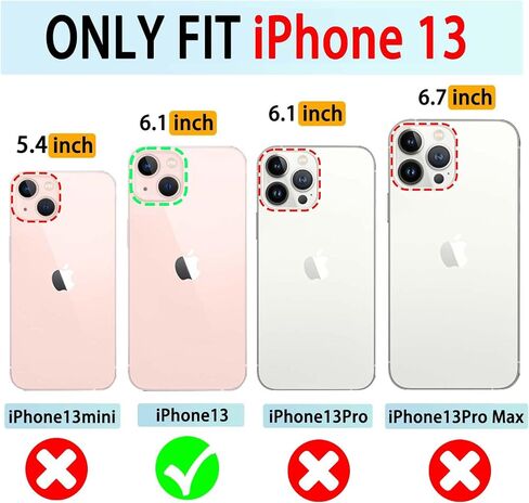VANAVAGY Wallet Case Compatible for iPhone 13 for Women and Men,Leather Flip Folio Phone Cover Fits Magnetic Car Mount with Credit Card Holder,Forest Green in Kuwait