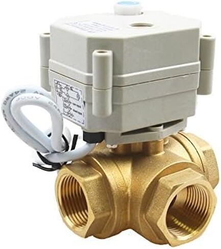 3 Way 1-1/4 inch 12VDC 24VAC/DC L Type Auto Return Brass Electrical Position Feedback On/Off Motorized Ball Valve in Kuwait