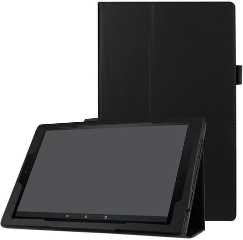 Tablet Cover for Amazon Kindle Fire HD10 7th 9th Generation(2017 2019 Release),Ultra Slim Folio Stand Leather Case for Amazon Kindle Fire HD 10 Gen 7th 9th 10.1" (Li-Black) in Saudi Arabia