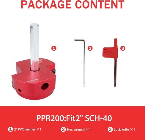 9 Piece Set PVC Pipe Reamer with 2 Carbide Square Blades,1/2 Inch,3/4 Inch,1 Inch,1-1/4 Inch, 1-1/2 Inch,2 Inch,2-1/2 Inch,3 Inch,4 Inch Head Aluminum for PVC, CPVC or ABS Pipe (Red, 9PCS) in Kuwait