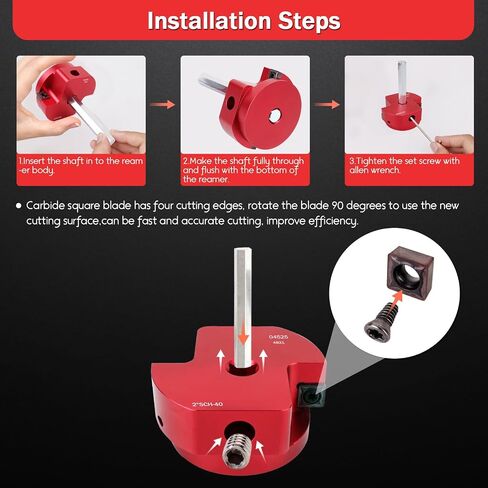 9 Piece Set PVC Pipe Reamer with 2 Carbide Square Blades,1/2 Inch,3/4 Inch,1 Inch,1-1/4 Inch, 1-1/2 Inch,2 Inch,2-1/2 Inch,3 Inch,4 Inch Head Aluminum for PVC, CPVC or ABS Pipe (Red, 9PCS) in Kuwait