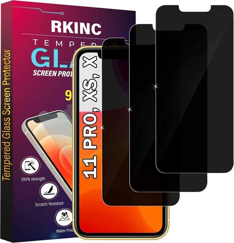 RKINC Screen Protector [2 + 2 Pack] for iPhone X 5.8-Inch, Tempered Glass Film Screen Protector & 2 Camera lens Protector [LifetimeWarranty][Anti-Scratch][Anti-Shatter] in Saudi Arabia