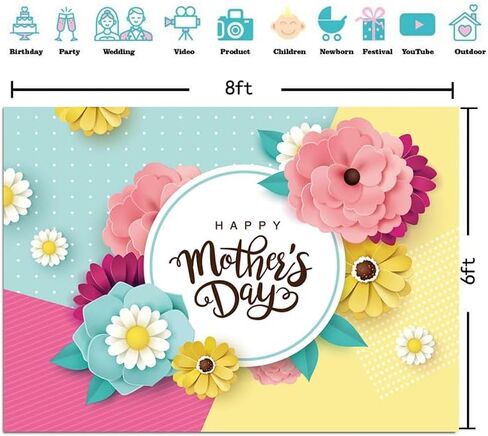 CYLYH 7x5ft Mother's Day Backdrop Mother's Day Party Bridal Shower Photo Booth Studio Props Birthday Party Decor Supplies D523 in Saudi Arabia