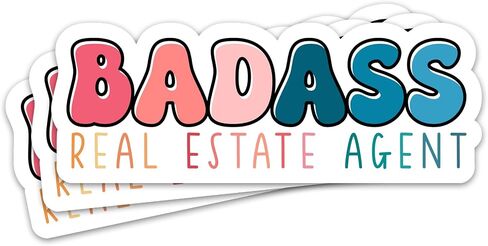3PCs Badass Real Estate Agent 3" Sticker, Vinyl Waterproof Realtor Stickers for Laptop Water Bottle Phone Car Notebook, Idea Gifts for Realtors 3 Inches Decals in Kuwait