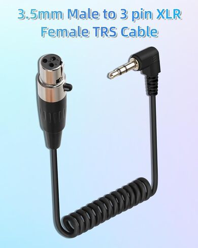 Gelrhonr الأيمن الزاوية 4 دبوس مصغرة XLR إلى كابل ملفوف 3.5 مم 1.6 قدم ، Mini XLR الإناث الحبل الصوتي الربيعي ، 1/8 بوصة TRS إلى MINI XLR STEREO CLAPPHONE CLABPHONE in Kuwait