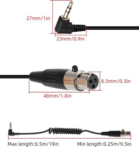 Gelrhonr الأيمن الزاوية 4 دبوس مصغرة XLR إلى كابل ملفوف 3.5 مم 1.6 قدم ، Mini XLR الإناث الحبل الصوتي الربيعي ، 1/8 بوصة TRS إلى MINI XLR STEREO CLAPPHONE CLABPHONE in Kuwait