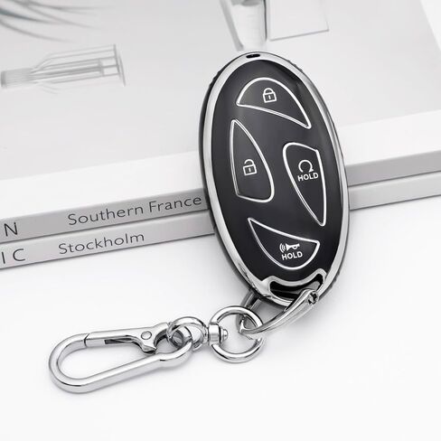 PIFOOG Key Fob Cover for Hyundai Kona 2024 Ioniq 6 Elantra Santa Fe Sonata 5 Button Car Keys Case Shell Accessories Bling Keychain Remote Key Protector Full Covers Girly Women White Gold TPU in Saudi Arabia