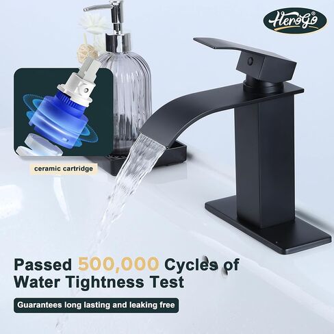 Herogo Black Bathroom Faucet, Stainless Steel Modern Bathroom Sink Faucets with Pop-up Sink Drain & Deck Plate 1 or 3 Hole, Single Handle RV Washbasin Lavatory Faucet with 2 Water Hoses in Kuwait