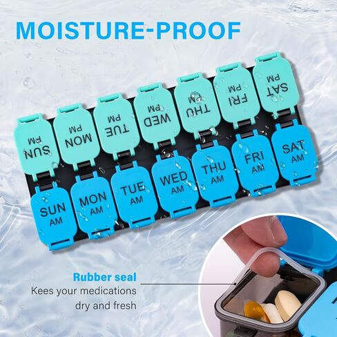 Extra Large Weekly Pill Organizer - 7 Day AM/PM Pill Box, Twice a Day XL Pill Container for Vitamins and Supplements, Airtight & Detachable Design, Ideal for Daily Medication Management in Kuwait