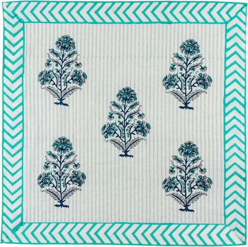 مناديل مطبوعة يدويًا، مناديل قماش قطنية، مناديل مطبوعة هندية نقية 100%، مجموعة من 4 مناديل عشاء قطنية مقاس 20 × 20 بوصة، مناديل مطبخ قابلة للغسل، هدية عيد ميلاد لها in Kuwait