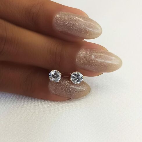 Gold Filled CZ Diamond Stud Earrings - Handmade Zircon Bridal and Bridesmaids Post Earrings - 6mm in Kuwait