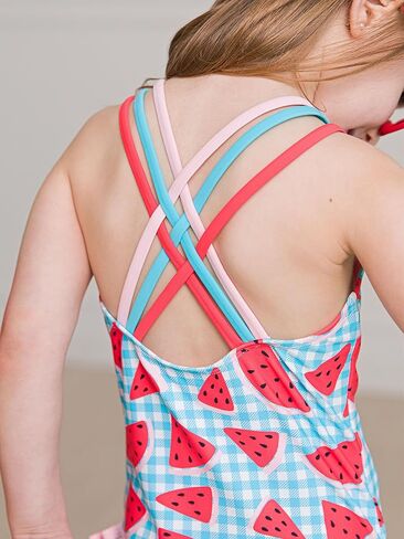 RuffleButts Melon Tie Shoulder One Piece - 12-18m in Kuwait