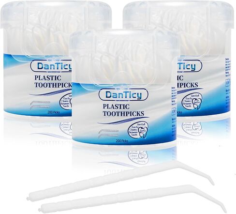 Interdental Toothpicks, Disposable Plastic Curved Hook Toothpicks, Ultra Teeth Cleaning Tool for Daily Care of Removes Plaque and Debris Between Your Teeth 200PCS (Pack of 1) in Kuwait