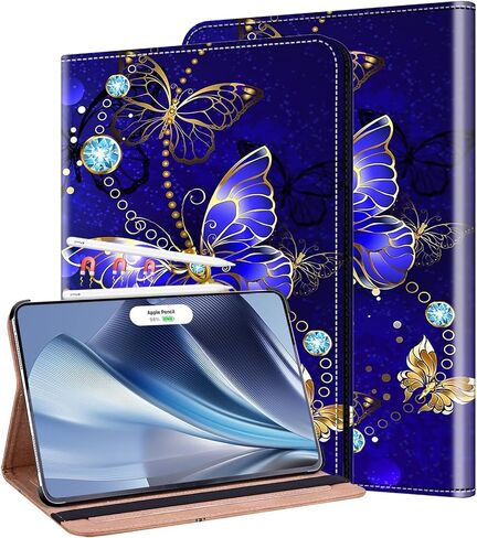 Case for iPad Air 13 Inch Case M2 (2024) ، يدعم قلم رصاص Prop و Pencil (USB-C) غطاء محفظة Flip لـ iPad Air 13 Case 2024 ، Diamond Butterfly in Kuwait