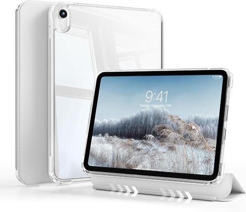 Hybrid Slim Case for iPad (A16) 11th Generation 11 Inch (2025), iPad 10th Generation 10.9 Inch (2022) with Pencil Holder, Removable Fully Transparent Smart Cover, Auto Wake/Sleep, Gray in Saudi Arabia