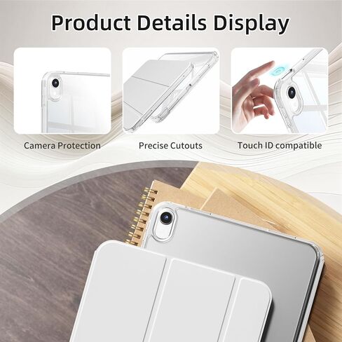 Hybrid Slim Case for iPad (A16) 11th Generation 11 Inch (2025), iPad 10th Generation 10.9 Inch (2022) with Pencil Holder, Removable Fully Transparent Smart Cover, Auto Wake/Sleep, Gray in Saudi Arabia