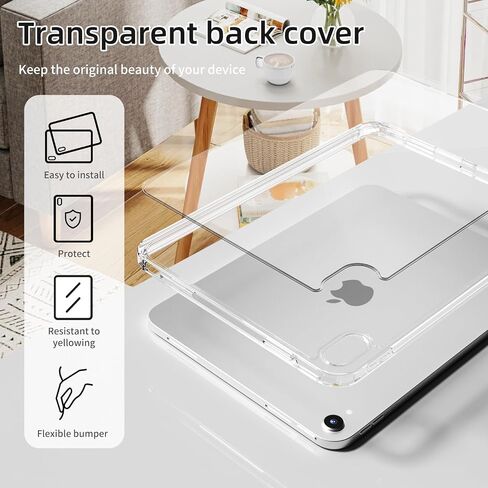 Hybrid Slim Case for iPad (A16) 11th Generation 11 Inch (2025), iPad 10th Generation 10.9 Inch (2022) with Pencil Holder, Removable Fully Transparent Smart Cover, Auto Wake/Sleep, Gray in Saudi Arabia