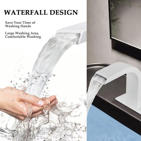 Bathroom Faucets Deck Mount Waterfall Bath Faucet Single Hole One Handle Mixer Vanity Sink Faucet with 6 Inch Deck Plate (Option), SKOWLL Matte Black in Kuwait