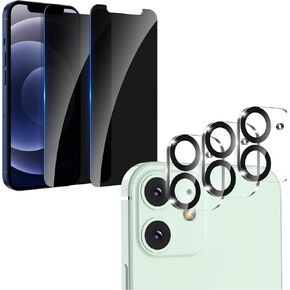 2 Pack iPhone 12 Privacy Screen Protector and 3 Pack iPhone 12 Camera Lens Protector