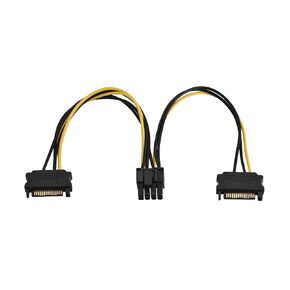 JTLB PCI Express Power Cable, 15 Pin SATA Male to 8 Pin Female PCI E PCI Express Power Supply Adapter Cable ﻿ (Dual SATA 0.2m)