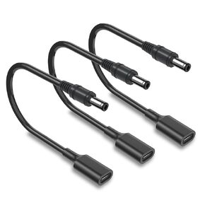 1Ft 5.5mm x 2.5mm USB C to DC Adapter Cable, 3Pack Type C Female to Male Plug Supply Adapter Power Cable for Router, Mini Fan, LED Light, External Hard Drives, Audio Mixing, Speakers