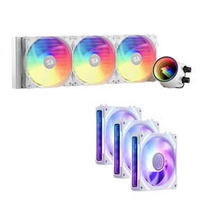 Redragon HL360 ARGB Liquid Cooling System & Redragon GCF012 Standard 120mm PC Case Fan, White