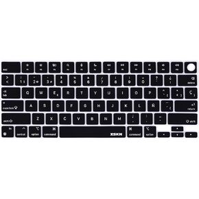 XSKN Spanish Language Black US Version Silicone Keyboard Cover for 2022 2023 2024 2025 MacBook Air 13.6 15.3 inch M2 M3 M4 Chip with Touch ID A2681 A3113 A3240 A2941 A3114 A3241