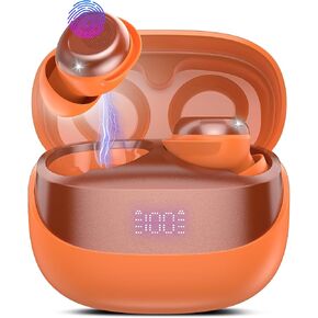 Sleep Earbuds Bluetooth 5.4 in Ear Light-Weight Headphones, Mini Sleep Headphones Small Design for Side Sleepers, 47H Playtime with Charging Case, Clear Calls Earphones, Dark Orange