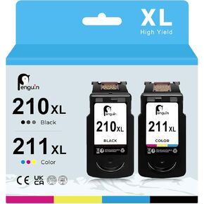 Penguin 210XL and 211XL Ink Cartridges for Canon 210XL 211XL Combo Pack PIXMA MX320 MX410 IP2720 MX350 MX360 MX420 MX340 MP250 Printers Black and Color