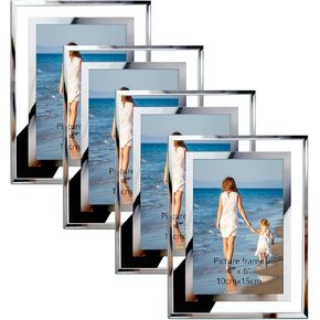 Hoikwo 8.5x11 Picture Frames, 4 Packs Silver Glass Certificate Frames for Document Diploma Award, Only for Tabletop Display Vertically or Horizontally