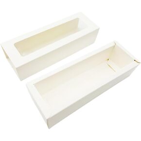 20 Pcs Macaron Boxes for Gift Giving, Bakery Candy Box with Clear Window, Treat Dessert Boxes for Pastry Donuts Candy Biscuit Chocolate Strawberry Packaging Container. (White)