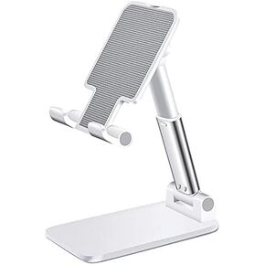 Cell Phone Stand, Aluminum Phone Stand for Desk - Adjustable Mobile Phone Stand for Desk, Case Friendly Compatible with All Mobile Phone/iPad/Kindle/Tablet Phone Dock(Black)