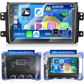 [4+64G] Hikity Android 13 Car Stereo for Suzuki SX4 2006-2013 with Wireless Carplay Android Auto, 9 Inch Touch Screen Radio AI DSP/FM/RDS/32EQ Bluetooth GPS WiFi SWC+Mic, AHD Backup Cam