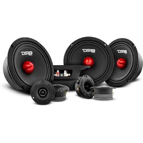 DS18 Audio Fusion Pro - 4X 6.5 Midrange Loudspeaker Red Aluminum Bullet & 4X Aluminum Super Bullet Tweeters - Unrivaled Power, Precision, and Clarity - PRO Car Audio Component Package