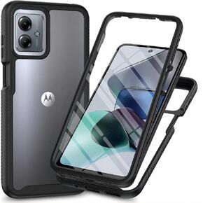 بالنسبة لحالة Motorola Moto E14 ، فإن Moto G24 / G04 / G04S Phone Case مع واقي شاشة مدمج واضحة الغطاء الخلفي الرفيع المقاوم للصدمة في حالة واقية من الوفاة الوظي