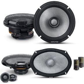 Alpine 6.5" & 6x9 R2 High-Resolution Speaker Bundle - A Pair of R2-S69C 2-Way Component Speakers & a Pair of R2-S65 6.5" Coaxial Speakers