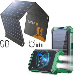 GOODaaa 30W Solar Panel Plus 36000mAh Solar Power Bank Wireless Charger