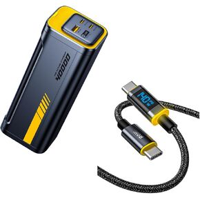 AOHI 140W PD3.1 The Future Starship 2-in-1 40000mAh Portable Power Bank and Desk Charging Station and 140W USB C to USB C Cable with Display