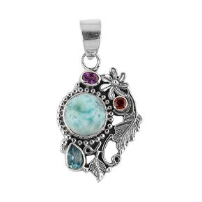 DEVMUKTI Solid 925 Sterling Silver Pendant, Natural Lapis Lazuli Gemstone Cabochon Bezel Pendant, Designer Bohemian Handmade Elegant Jewelry Minimalist Gift for Her