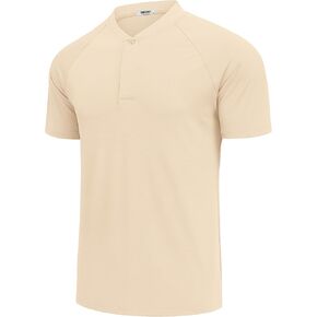 COOFANDY Men's Quick Dry Golf Polo Shirts Short Sleeve Henley Shirt Active Athletic Collarless Sports T Shirts