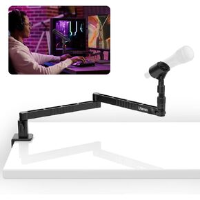 Upgrade ULANZI LS26 Low Profile Mic Arm, Aluminum 360° Rotatable Foldable Microphone Low Arm Desk Mount for Podcast/Streaming/Gaming/Radio Studio w Mic Clip 1/4" 3/8" 5/8" Screw for Most Mics