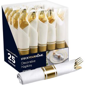 100 Pack Pre Rolled Silver Plastic Cutlery Set, Individually Wrapped Plastic Silverware Set with 100 Forks, 100 Knives, 100 Spoons, 100 Napkins, Disposable Utensils for Party and Wedding