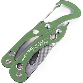 7-in-1 Bible Verse Multi-tool Carabiner Pliers with Pliers, Blade, Wire Cutter, Screwdrivers, Nail File & Opener - Christian Pocket Tools For Men
