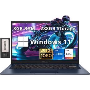 ASUS Vivobook 14" FHD Laptop for Business & Students, Intel i3-1215U, 24GB RAM, 1.16TB Storage(1TB SSD+160GB Docking Station Set), Intel Iris Xe Graphics, 720p HD Camera, WiFi 6E, Windows 11, Blue